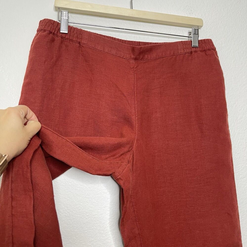 NEW J. Jill Linen Wide Leg Pants Medium Petite Earth Tone Red Coastal Grandma